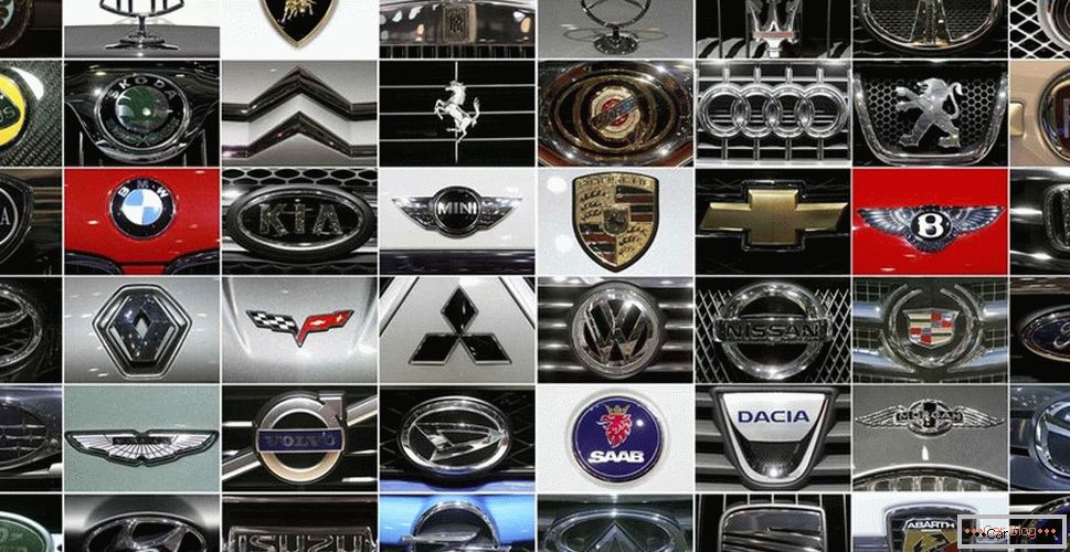 Znaky automobilov rôznych výrobcov