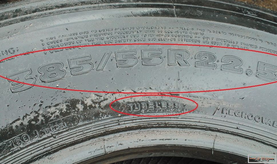 Označenie bezdušových pneumatík