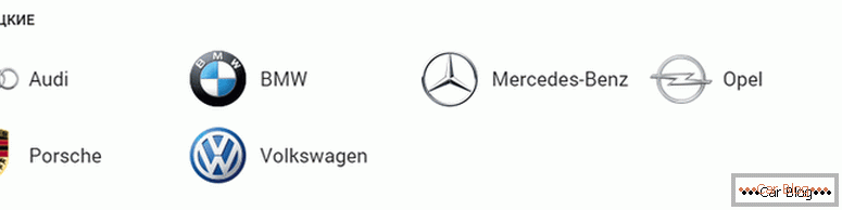 aké nemecké značky automobilov vyzerajú s odznakmi a menami